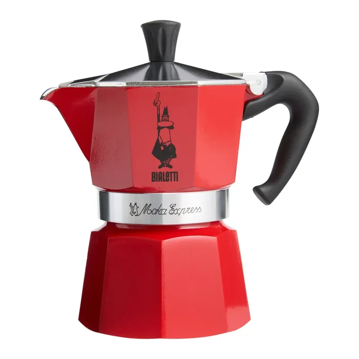 Bialetti Red Moka Express 3 Cup Stovetop Espresso Maker