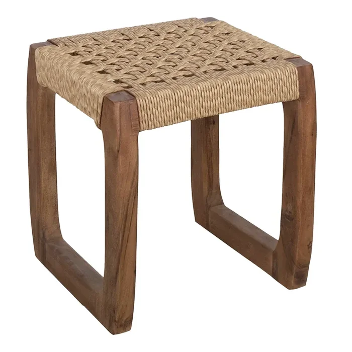 Birchhaven Square Wood and Rattan Stool 2 Piece Set