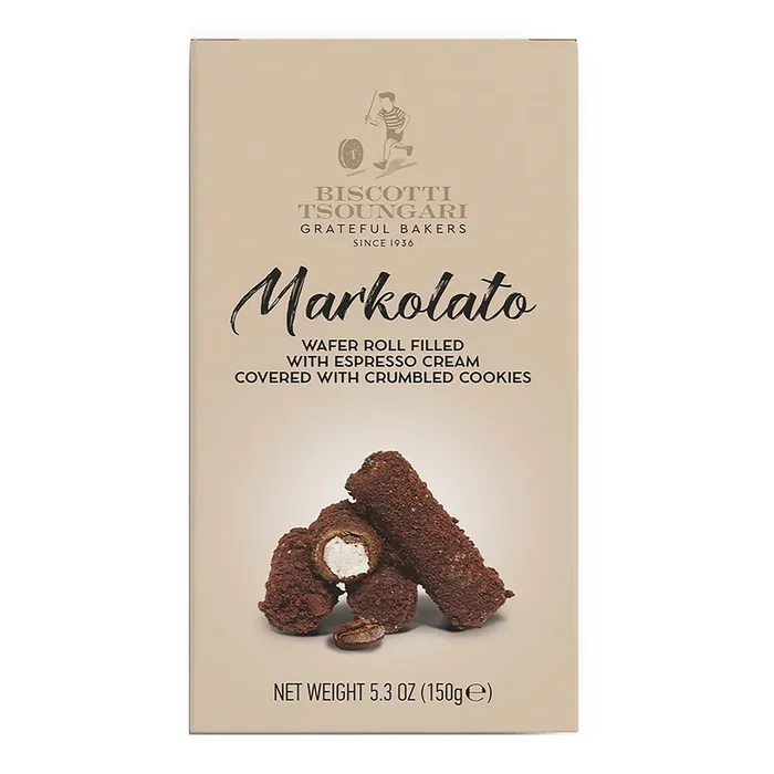 Biscotti Tsoungari Markolato Espresso Cream Wafer Rolls