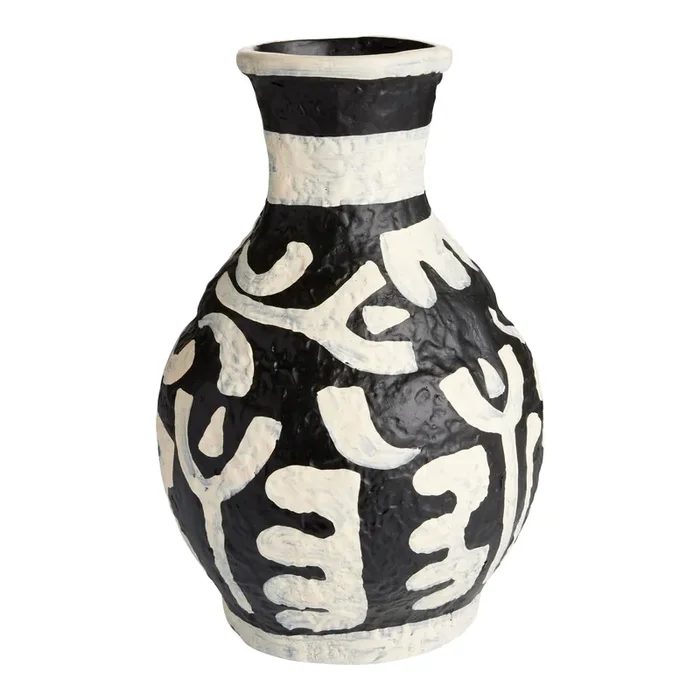 Black And Ivory Painted Ecomix Curvy Vase