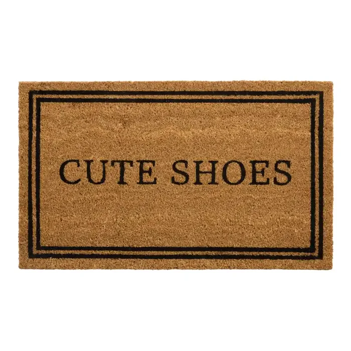Black and Natural Cute Shoes Coir Doormat