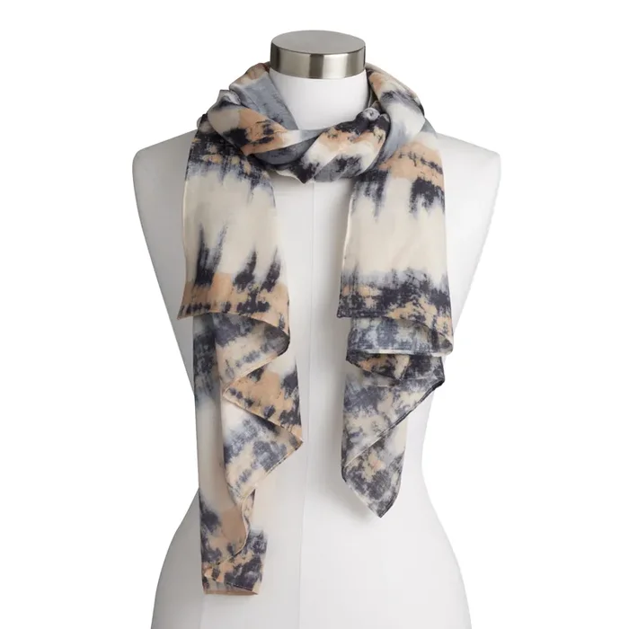 Black And Tan Tie Dye Scarf