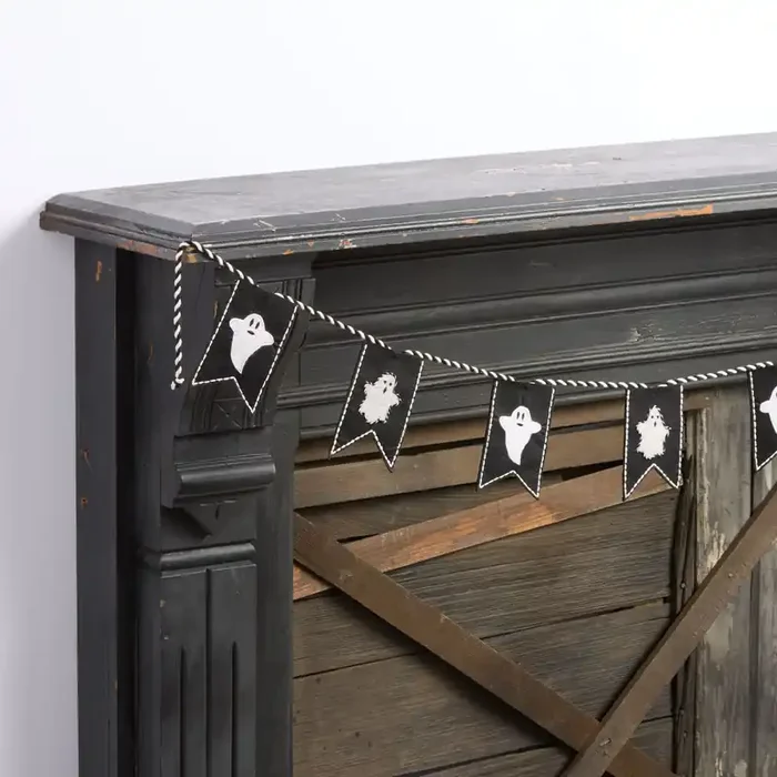 Black and White Felted Wool Ghost Bunting Garland