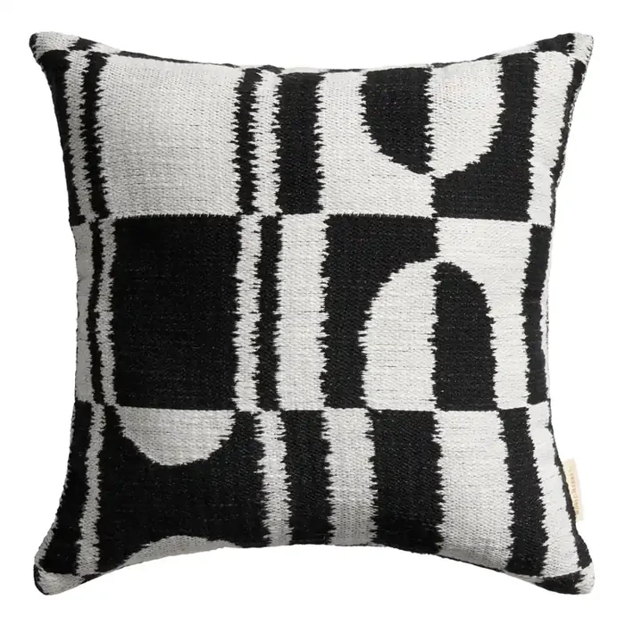 Black and White Geometric Indoor Outdoor Throw Pillow