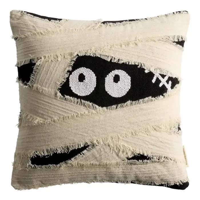 Black and White Halloween Mummy Throw Pillow