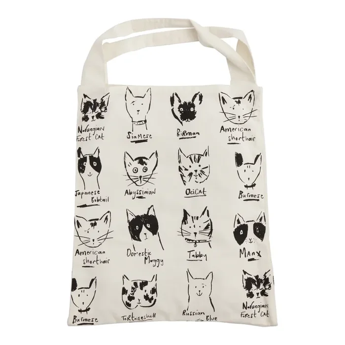 Black And White Illustrated Cats Canvas Tote Bag