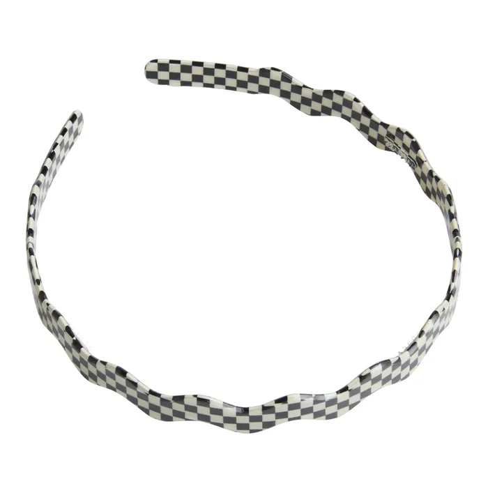 Black And White Squiggle Checkered Headband