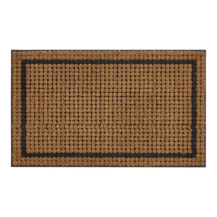 Black Border Hand Tufted Coir Doormat with Rubber Backing