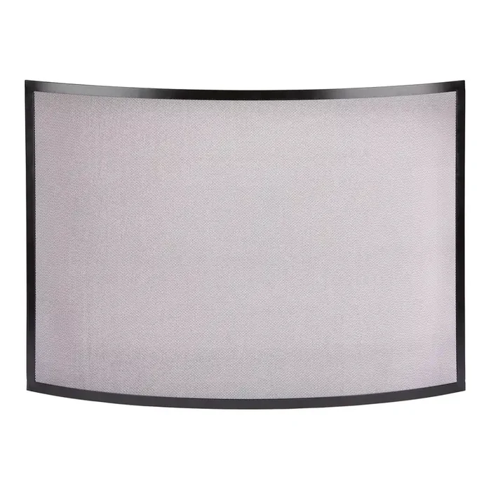 Black Iron Mesh Curved Single Panel Fireplace Screen
