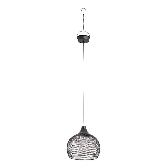 Black Metal Mesh Solar LED Pendant Lamp