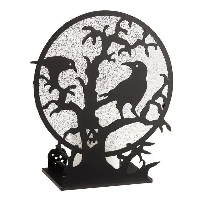 Black Metal Raven Luminary Candle Holder