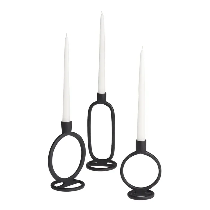 Black Metal Ring Taper Candle Holder