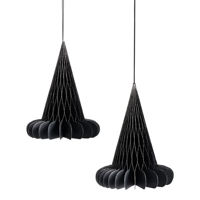 Black Paper Honeycomb Witch Hat Hanging Decor 2 Piece