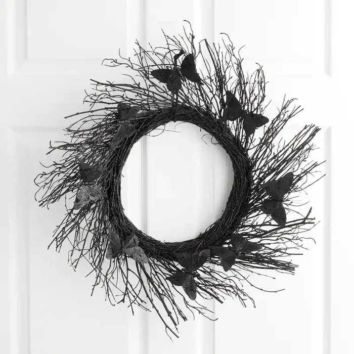 Black Twig Butterfly Spray Wreath
