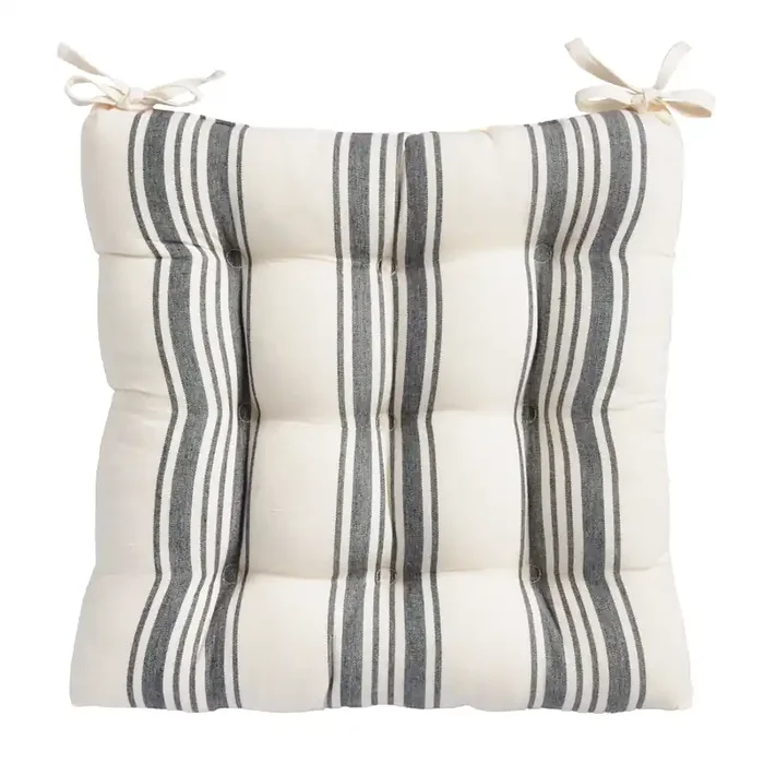 Black Villa Stripe Chair Cushion
