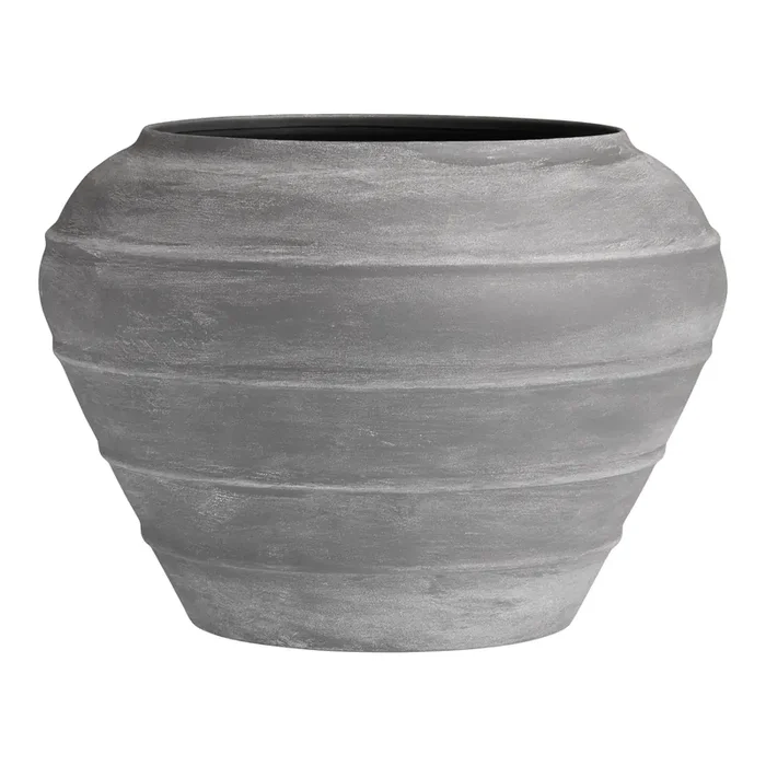 Black Whitewash Metal Urn Planter