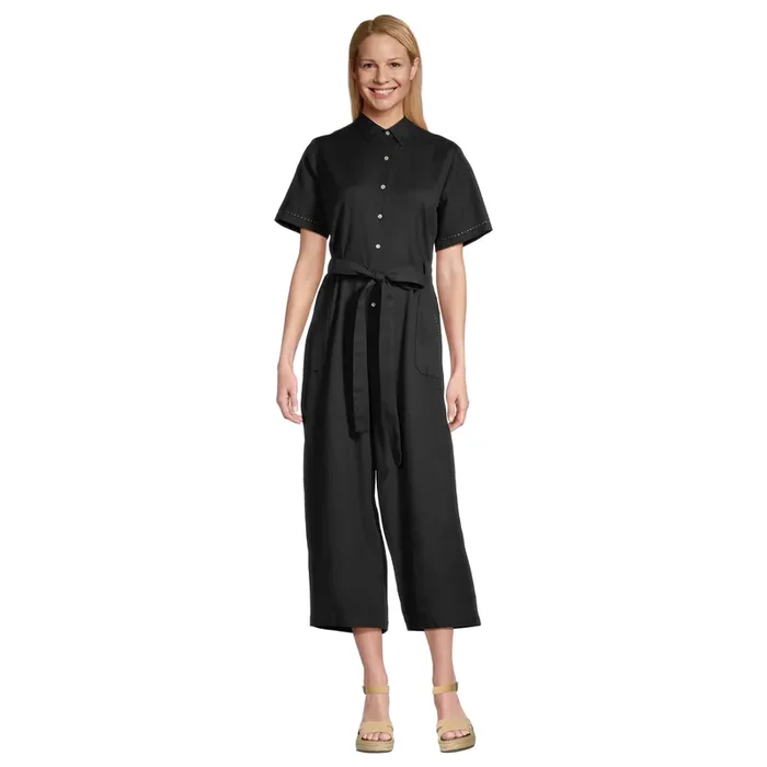 Black Wide Leg Jumpsuit with Pockets