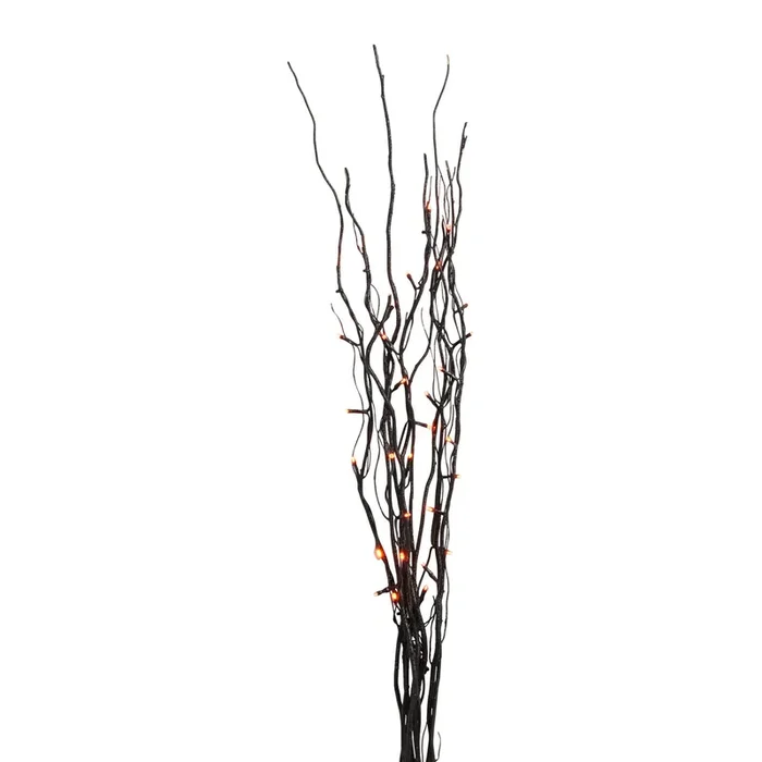 Black Willow Branch Decor With Orange LED Lights