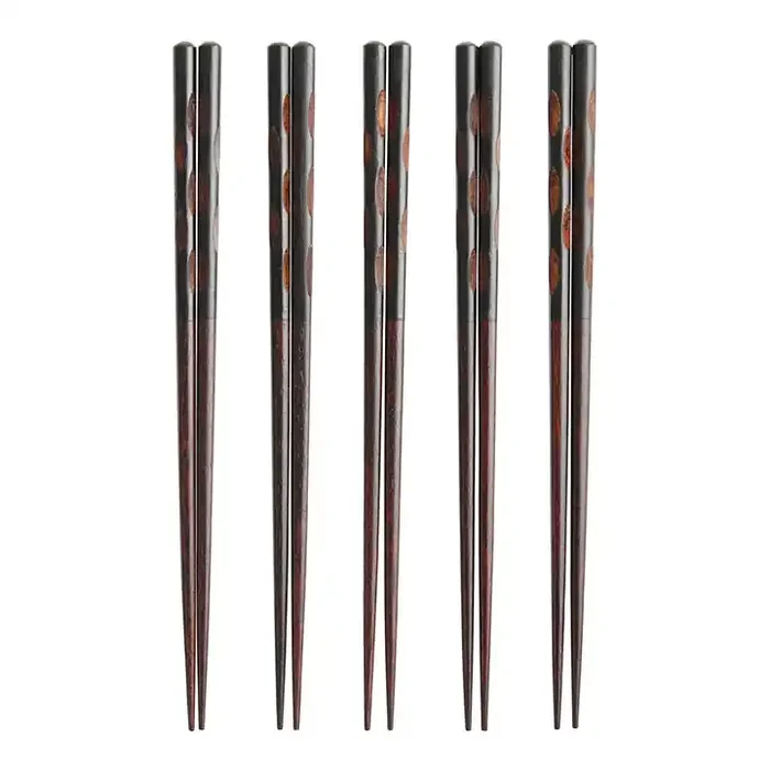 Black Wood Carved Chopsticks 5 Pack