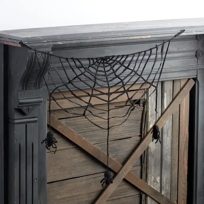 Black Wool Crocheted Spiderweb Garland