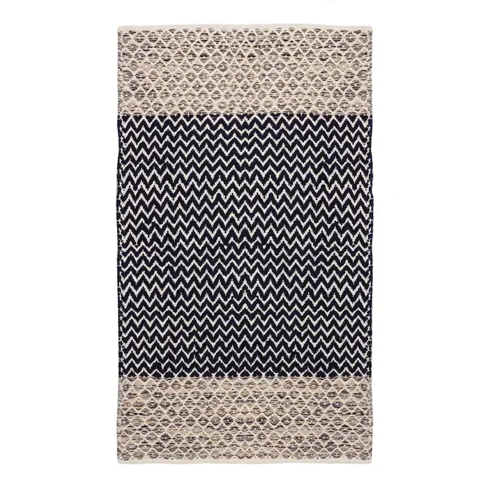 Black Zigzag Chindi Area Rug