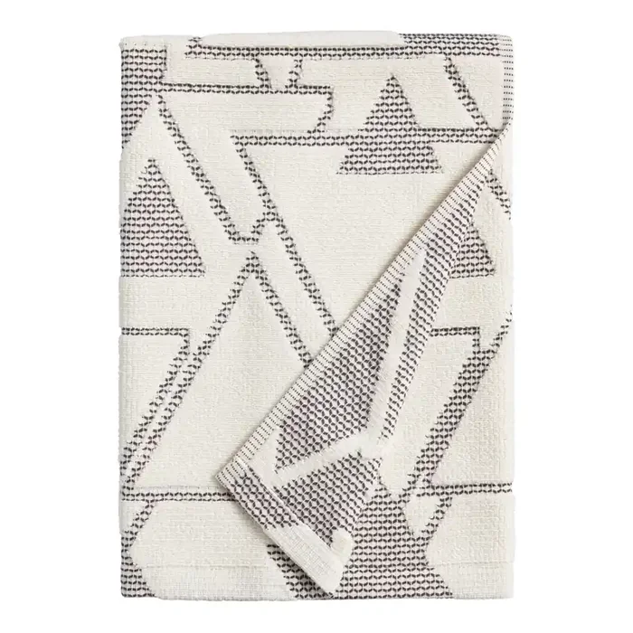 Blayne Ivory And Black Abstract Geo Bath Towel