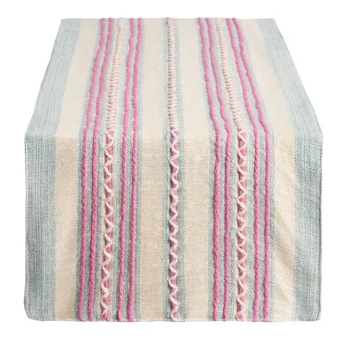 Blue and Fuchsia Geometric Stripe Table Runner
