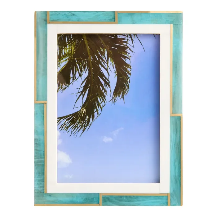 Blue and Gold Wood and Brass Picture Frame