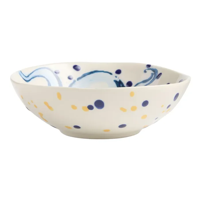 Blue and Tan Octopus Splatter Hand Painted Bowl