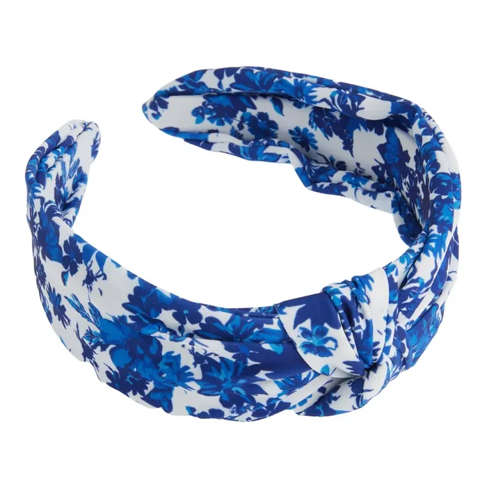Blue And White Floral Knotted Headband