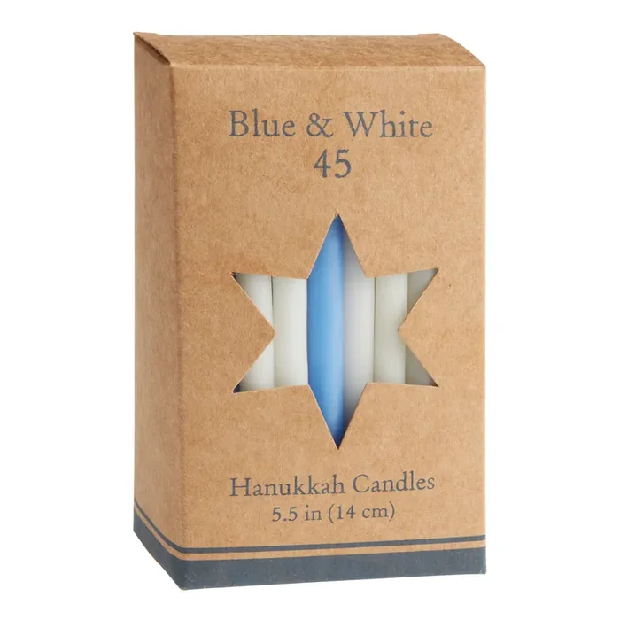 Blue And White Hanukkah Candles 45 Pack