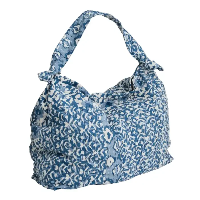Blue and White Kantha Upcycled Hobo Tote Bag
