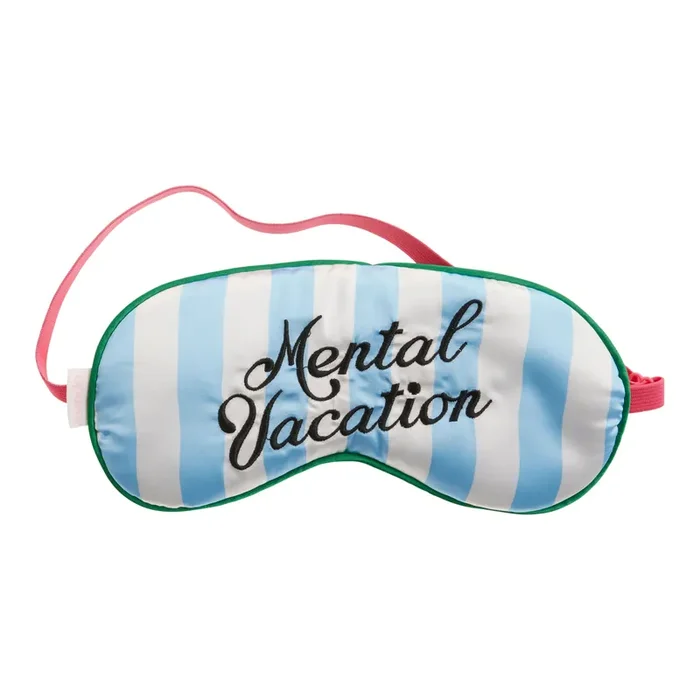 Blue and White Satin Mental Vacation Eye Mask