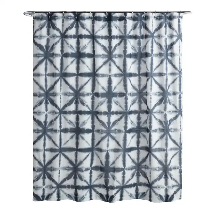 Blue And White Shibori Printed Shower Curtain