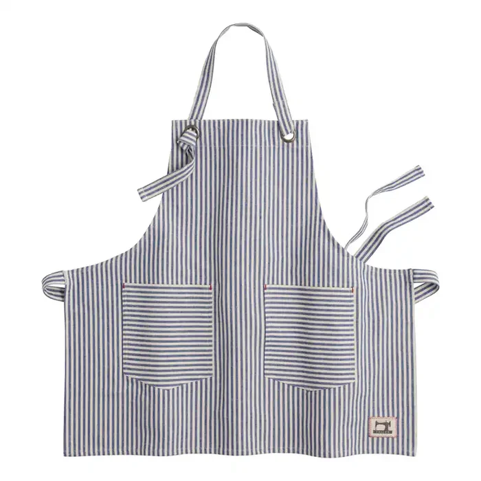 Blue and White Ticking Stripe Apron