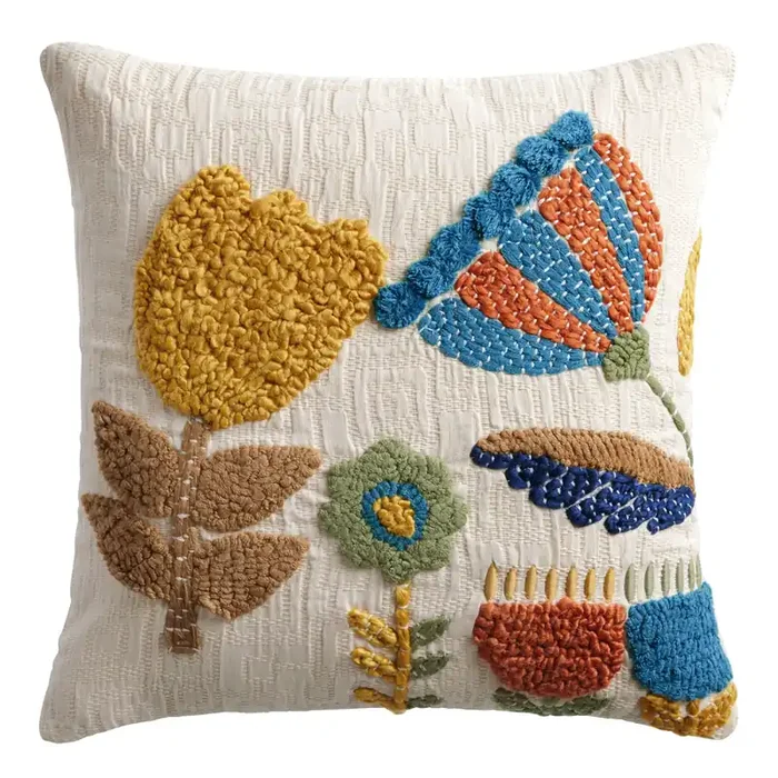 Blue And Yellow Scandi Tulip Throw Pillow