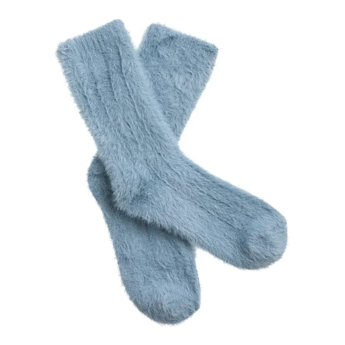 Blue Eyelash Knit Socks