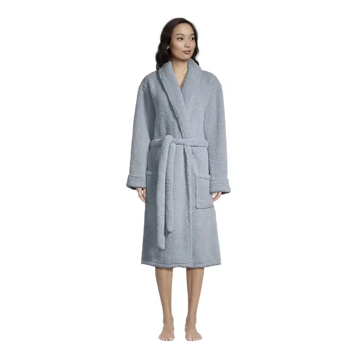 Blue Faux Sherpa Fleece Robe