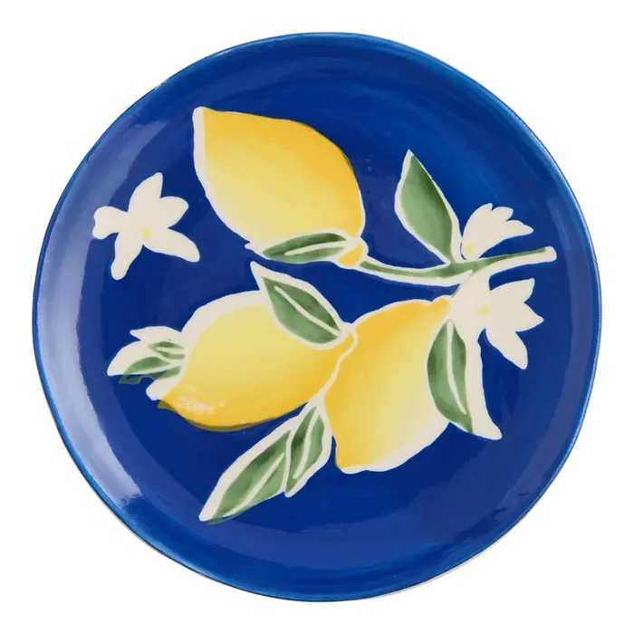 Blue Lemon Hand Painted Appetizer Plate