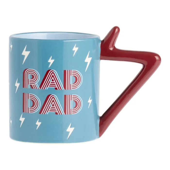 Blue Rad Dad Hand Painted Ceramic Mug with Lightning Handle