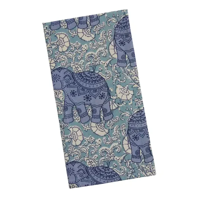 Blue Screen Print Elephant Napkin Set of 4