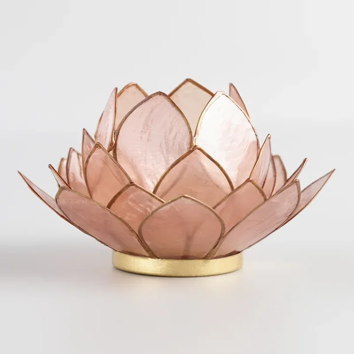 Blush Capiz Lotus Tealight Candle Holder