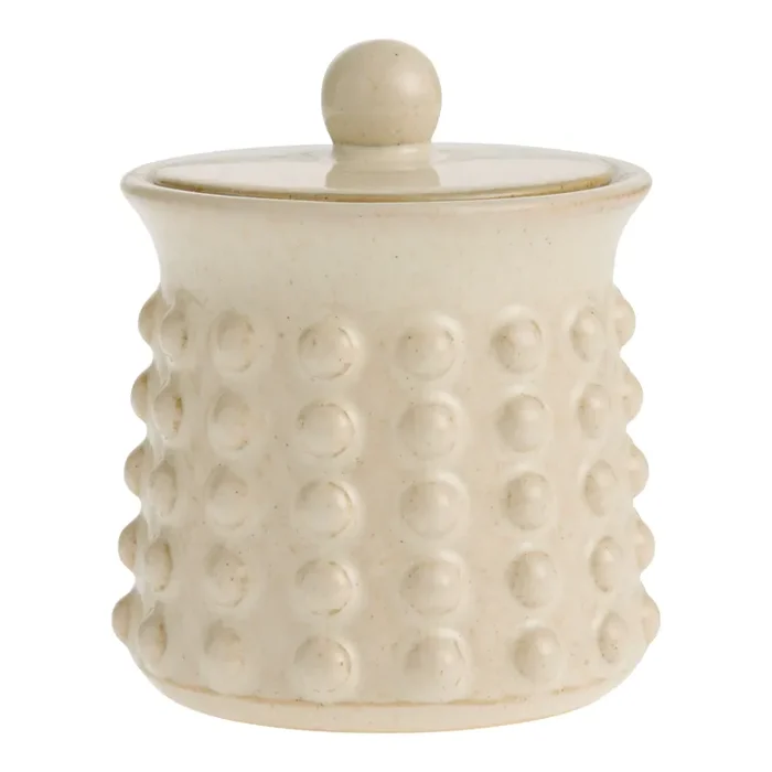 Bobbi Off White Reactive Glaze Beaded Sugar Bowl