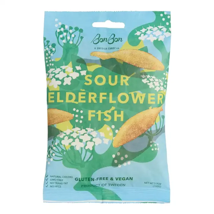 BonBon Sour Elderflower Fish Swedish Gummy Candy
