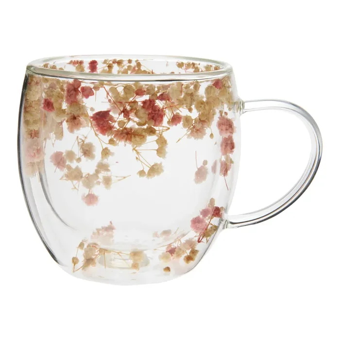 Botanica Dried Floral Double Walled Glass Mug