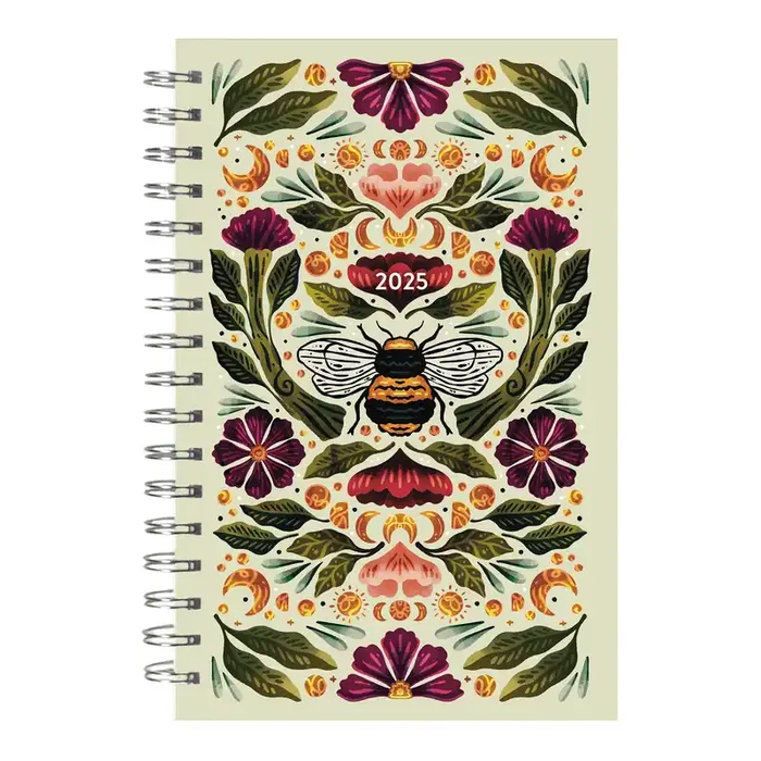 Botanical Bee Illustrated Poster 2025 Spiral Weekly Planner