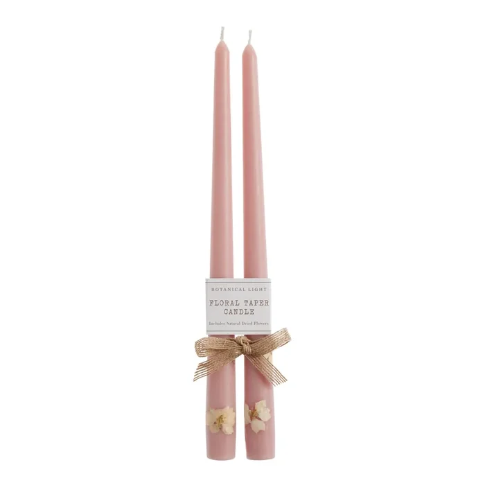 Botanical Pastel Blush Taper Candle 2 Pack