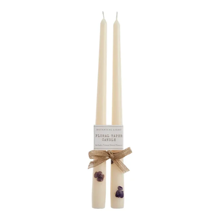 Botanical Pastel Ivory Taper Candle 2 Pack