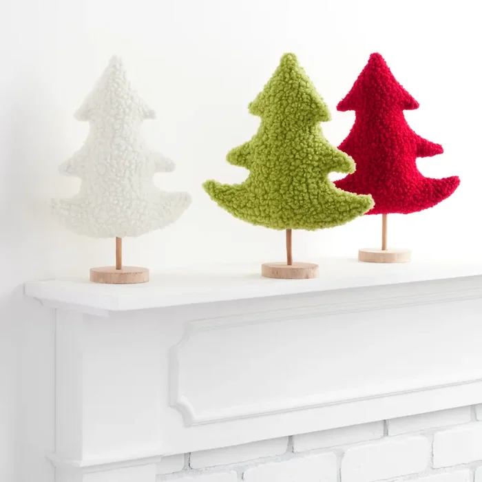 Boucle And Wood Tabletop Tree Decor