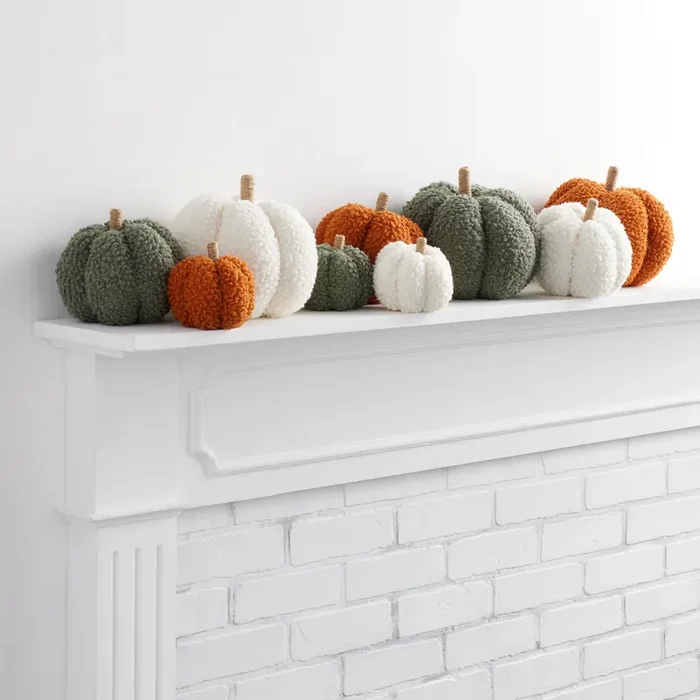 Boucle Fabric Pumpkin Decor Collection